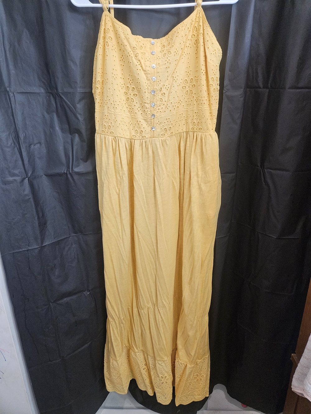 Market & Spruce Mustard Eyelet Maxi Dress
